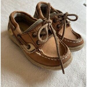 Sperry Kids Lanyard Leather & Mesh Boat Shoes Size 6.5M